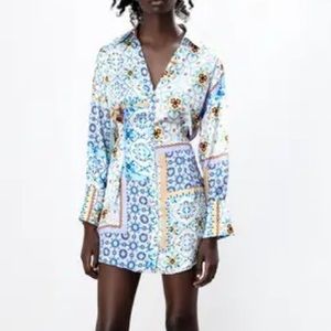 Zara patchwork print dress multi colored